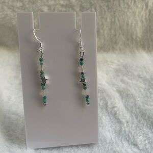 925 Silver star and African turquoise earrings.